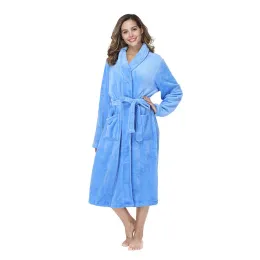 Frauen sexy verdickte Bademantel Kleid Herbst Winter 2023 New Flanell Robe Koralle Fleece Thermal Nachtwäsche Langes Nachthemd Kimono