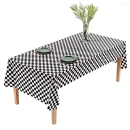 Table Cloth 137X274Cm Geruite Tafelkleed Zwart Wit Schaken Vlag Abstracte Schaakbord Checker Game Rechthoekige Tafel Doek Picknick Mat