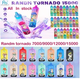 Original Fumot Randm Tornado 7000 9000 12000 15000 Puff 7K 9K 12K 15Kpuffs Engångsvap E-cigaretter har 14 ml vape 2/3/5% laddningsbart 1000 mAh batteri digital
