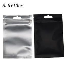 Матовый черный милар прозрачный пластиковый пакет пакет 8 5 13 см тепловой герметичный алюминиевая упаковка для упаковки фольги на молнии пакет пакет 100 шт.