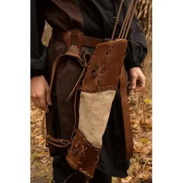 Medieval Archer Hunter skórzana strzała uchwyt na ramię talia Talia dla Larp Cosplay Horseback Nomad Archery Hunting Bag Accessory