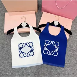 Fashion Jacquard Camis 2 Colors Halter T Shirts Summer Knit Tankinis Retro Sleeveless Girls Sport Vests Tops Clothing