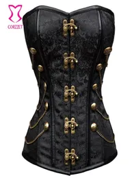 Vintage Brocade Black Gothic Corset Burlesque Korsett For Women Plus Size Corsets and Bustiers Steampunk Clothing 3XL Corselet4099162