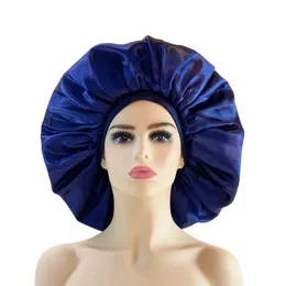 Extra Large Satin Sleep Cap High Quality Waterproof Shower Cap Protect Hair Women Hair Treatment Hat 6 Colors