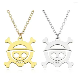 Chains Anime One Piece Necklaces Skeleton Pirate Pendants Chain Choker Jewellery Fashion Necklace For Women Jewelry Gifts