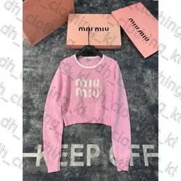 Top damska designerka t -shirt odzież Render Muimiu moda nowa dingdiamond pullover miumium okulary przeciwsłoneczne sweter dla kobiet haftowane 172