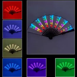 Светодиодный рейв игрушечный светодиодный фанат Dance Light Fan Glow Folding Night Show Halloween Рождественское карнавальное день рождения Glow Dark Party Supplies D240527