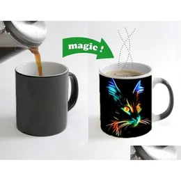  Kupalar renkler sihirli kedi kahve kupa renk değiştiren fincan 110z seramik çay sütü hediyesi R230713 Damla Teslimat Ev Bahçe Mutfak Yemek Bar DHHB2