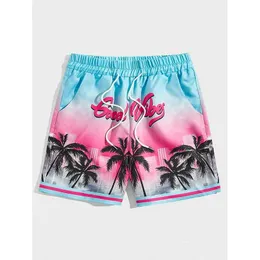 Mäns shorts Summer Mens Shorts Snabbtorkning Hawaii Holiday Sport Swimming Tree Trunk Fashion 3D Coconut Tree Printing Loose Sports Shorts 6xl J240527