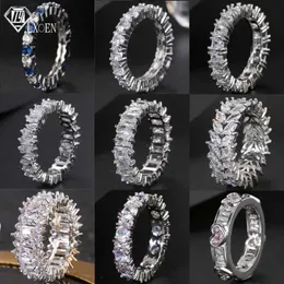 Bandringe modische Luxus mehrfarbige Zirkon-Ehering Runde quadratische Steinparty Ring Schmucktasche für Frauen J240527