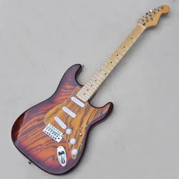 6 Strings Zebra Wood Fechado SSS Pickups Guitar com braço de bordo 22 Frets Hardware Chrome pode ser personalizado
