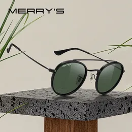 Merrys Design Classic Retro Bridge Bridge redondo óculos de sol polarizados para homens Marca de luxo Dirando óculos de sol UV400 S8647 240515