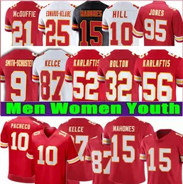 Patrick Mahomes Football Jerseys Travis Kelce Xavier Worthy Harrison Butker Isiah Pacheco Rashee Rice mens women youth kids black white stitched 2024