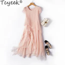 Tcyeek Elegant Womens Dresses Summer Clothes for Women Fashion Midi Dress Casual 100% Mulberry Silk Dress 23 Vestidos De Mujer 240514