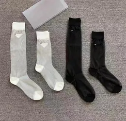 Women Triangle Letter Silk Socks Summer Fashion Letters Sock For Gift Party Black White High Quality8641381