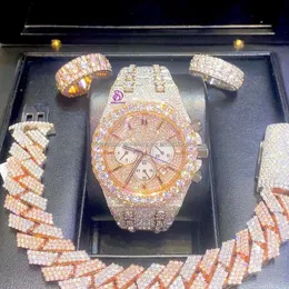 Men's Fashion Handmade Setting Customize Wrist Vvs Moissanite Diamond Fine Jewelry Quartz Iced Out Watch