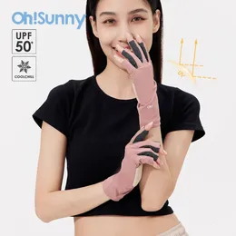 Ohsunny estate unisex guanti senza dita di protezione solare traspirante Antiuv upf50 guanti coolchill per la guida in bicicletta 240428
