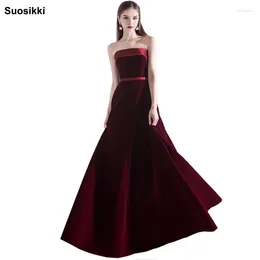 파티 드레스 이브닝 드레스 멍청이 de Festa Longo Strapless Velvet Prom 공식 자란 오랫동안