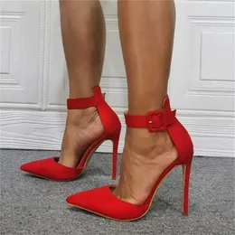 Zehen Frauen sprichte Mode Sandalen elegante Stiletto -Knöchel -Gurtschnallen Schnalle Pumps Schwarz weiß rote High Heels formale Kleidungsschuhe