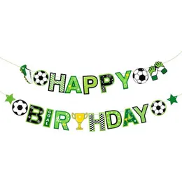 Banners Streamers Confetti Fußball alles Gute zum Geburtstag Papier Banner Garlands Schule Sport Fußball Thema Kinder Boy Party Bunting Flag Babyparty Supplie D240528