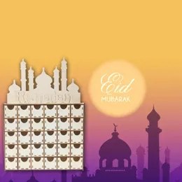 Деревянный ящик MDF Eid Ramadan Mubarak Advent Calendar Мусульманские исламские украшения украшения