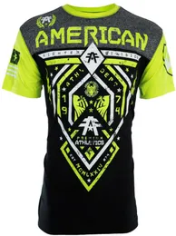 T-shirt de camisetas AMAN FIGHTER Mens T-shirt Fairbanks Athletic Black Neon Green Biker MMA Gym Tops S-3XL7922934