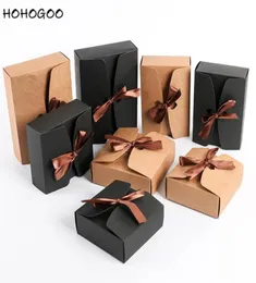 HOHOGOO 30pcslot Bowknot Kraft Boxes Brown Black Baby Shower Party Valentine039s Day Gift Wedding Favor Packaging Gift Boxes7948182