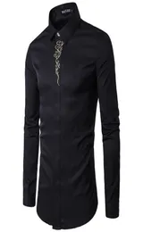 Весенние осенние рубашки 2018 года вышивая вышивка с длинным рукавом мужская одежда вечерние платья рубашки черные плюс S2XL7629416
