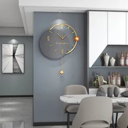 Stor 3D Nordic Swingable Art Wall Clock Modern Design Home Living Room Clocks Tyst dekoration hängande Horologe 240528