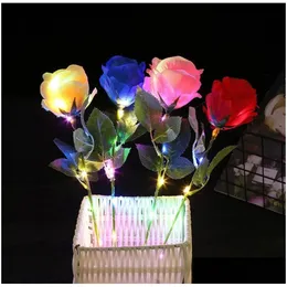Украшение вечеринки светящиеся искусственные розы цветы светодиодные светильники