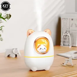 漫画猫の空気加湿器かわいいサイレントUSB充電ディフューザーアロマエッセンシャルオイル香水ホームカーオフィス240521の夜光付き
