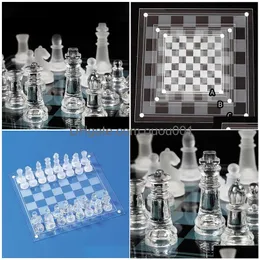 Шахматные игры стеклянные игровые игры функциональная сплошная доска с чистыми замороженными кусочками для детей ADTS 240415 Drop Sports Outdoors Leisure DHPOG