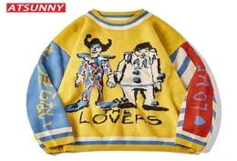Вышивка клоуна Atsunny Harajuku Sweater Retro Style вязаный осенний хлопок 2111112208693