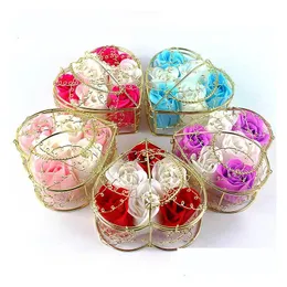 Party Favor Iron Basket Rose Soap Flowers Gift Box Activity Creative Small Artificial Flower For Wedding Valentines Day Home Drop Del Dhioz