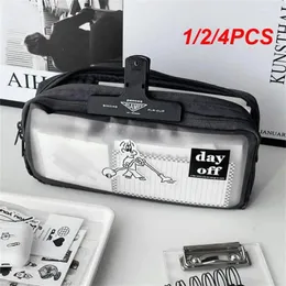 Storage Bags 1/2/4PCS Simple Pen Bag Canvas Large Capacity Stationery Multi-layer Pencil-case Fine Workmanship Frosted