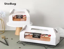 Present Wrap Stobag 10st Hantera Cake Packing Boxes Handduk Roll Swiss Birthday Party Farvor Handmake med transparent Window4016535