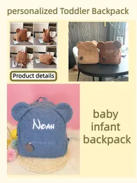 Spersonalizowana torba Imię Baby Prezent Dziecko Gor Kids Plecak dla chłopca niestandardowa dziewczyna z haftowanym 240528