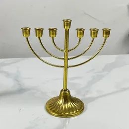 Posiadacze świec Manukkah Menorah 7 Oddział żydowski uchwyt odłączany metalowy świecznik Vintage Desktop Candelabra Dekoracja