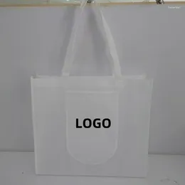 Storage Bags Wholesale 500pcs/Lot Custom Eco Friendly Durable Reusable Foldable Non Woven With Your Logo For Shopping Grocery Packaging