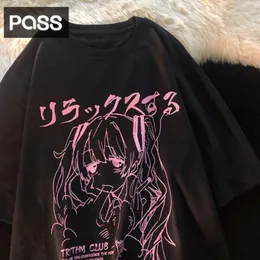 Designer Luxus Chaopai Klassiker T -Shirts Frauen Anime Y2K Übergroße T -Shirt -Druck Kawaii Kleidung japanische Grafik Streetwear T -Shirt Harajuku Grunge Tops