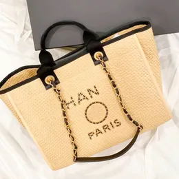 En kaliteli cc omuz tasarımcı çanta lüksler çanta deauville kanvas plaj çantası inci zinciri alışveriş çantası kayış kadın erkek moda dükkanı seyahat haftası dhgate çanta