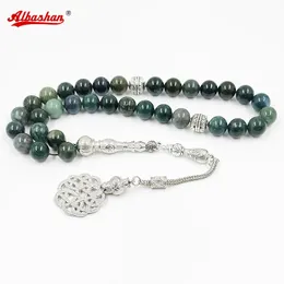 Tasbih natürlicher Wassergras -Achat Ramadan Geschenk Muslimisches Armband für arabische Mode Misbaha Armbänder türkisches Accessoires zur Hand 240528