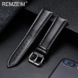Remzeim -Kalbsleder -Leder -Uhrband -Weichmaterial -Uhren -Handgelenksgurt 18mm 20 mm 22 mm 24 mm mit silbernen Edelstahlschnalle 240428