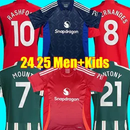 24 25 Rashford Casemiro Mount Amrabat Soccer Jerseys Garnacho Martinez 2024 2025 B. Fernandes 999 Mainoo Martial Long Sleeve Football Shirt Kit Set Uniforms