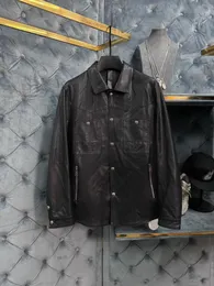 Giacca di marca di fascia alta giacca da moto di alta qualità in materiale Pu con cuciture con cerniera giacca da uomo di lusso