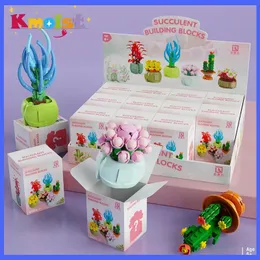 12pcs Blind Box Bausteine Blume körnig fleischig Topf Kirsch Sukkulente Pflanze zusammengebaut Ornamente Weihnachtsgeschenke Kinder Spielzeug 240528