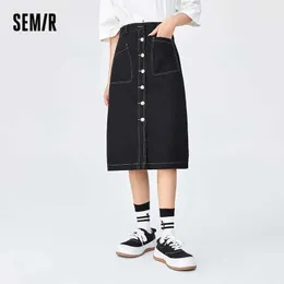 التنانير Semir 2023 تنورة النساء في وقت مبكر الربيع الجديد تصميم جديد Sense Skirt Skirt Open Line Line Midwene Skirt يبحث عن تنورة أرق للنساء Y240528