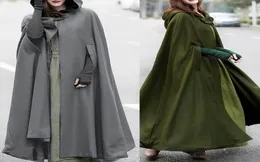 Kadın039s ceket 2021 pelerin ceket yüksek kaliteli katı vintage kalın başlık zemin uzunluğu ortaçağ uzun pelerin kaputları klaso7719718