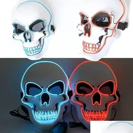 Máscaras de festa ups máscara de horror de halloween liderado por gole de purga rímel rímel DJ iluminação brilho no escuro 10 cores entrega de gota home dhwxn