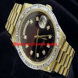 Top Quality Luxury Watches Wristwatch 18k Yellow Gold Watch Black Diamond Bezel 18038 Watch 36mm Automatic Mens Men's Watch Watche 294y